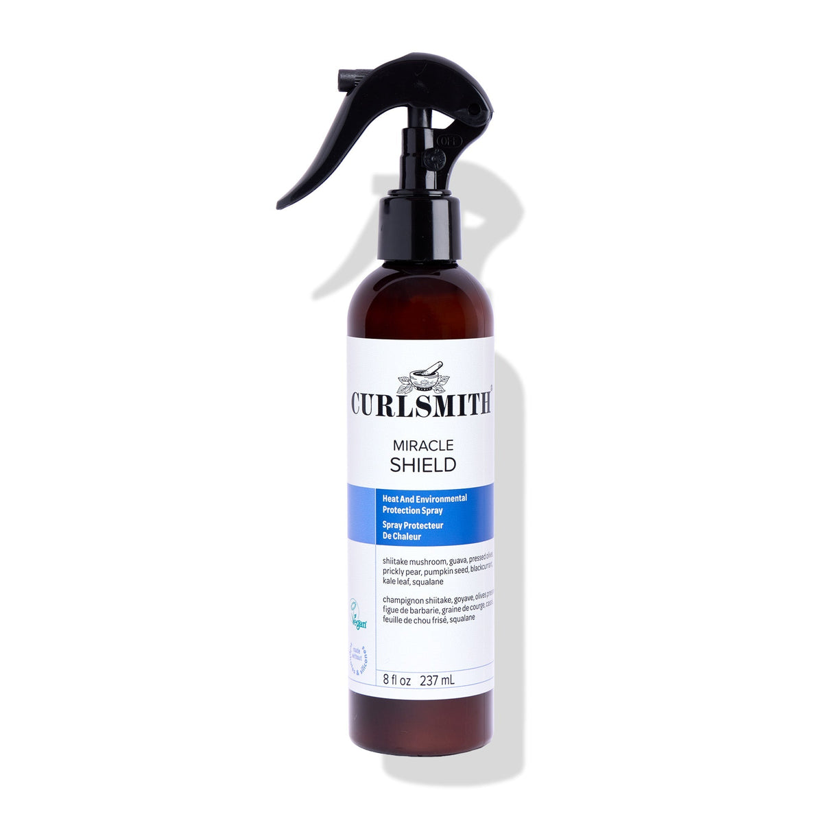 Curlsmith Miracle Shield spray bottle on a white background