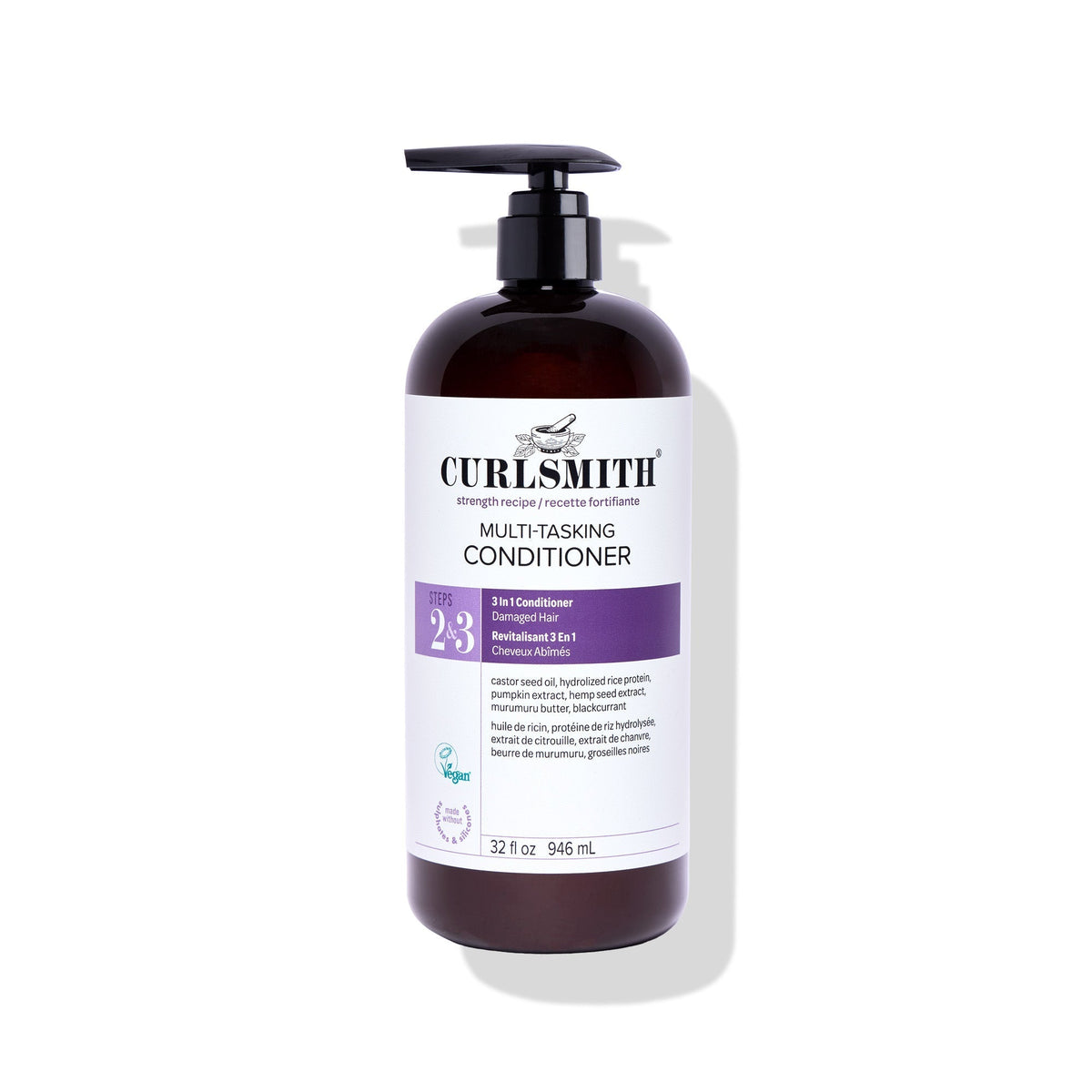 Curlsmitlh multi-tasking conditioner bottle on a white background